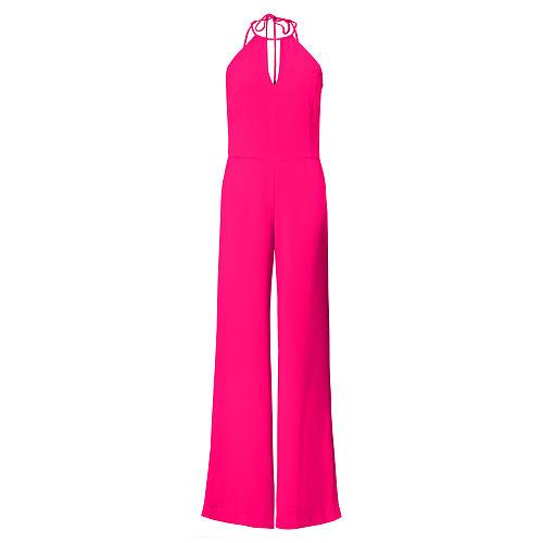 Polo Ralph Lauren Crepe Keyhole Jumpsuit Shocking Pink