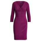 Ralph Lauren Ruched Jersey Surplice Dress Chateau Rouge