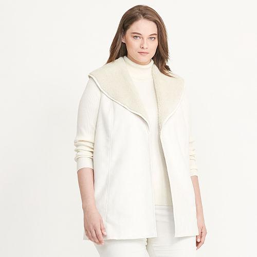 Ralph Lauren Lauren Woman Shawl-collar Vest Antique Ivory