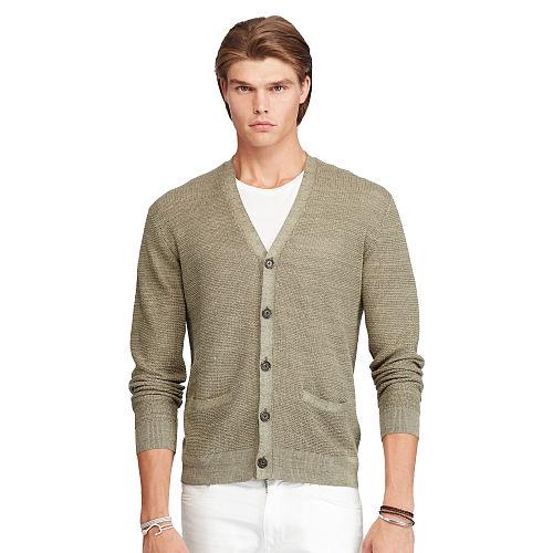 Polo Ralph Lauren Linen-silk V-neck Cardigan Turf Olive