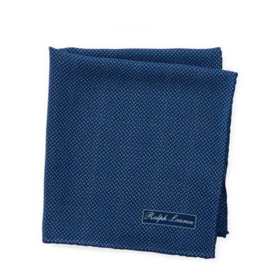 Ralph Lauren Silk Crepe Pocket Square Blue