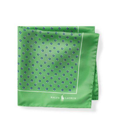 Ralph Lauren Neat Silk Twill Pocket Square Green