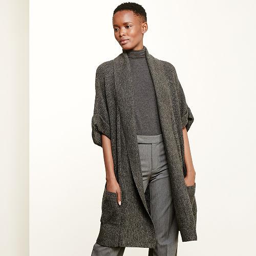 Ralph Lauren Lauren Cotton-cashmere Shawl Cardigan Metropolitain Grey