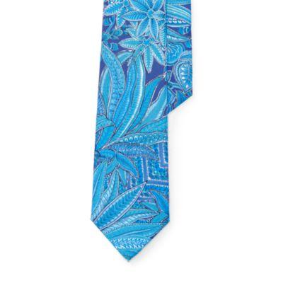 Ralph Lauren Floral Silk Habotai Narrow Tie Navy/blue