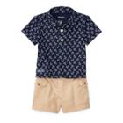 Ralph Lauren Cotton Polo Shirt & Short Set French Navy Multi 3m