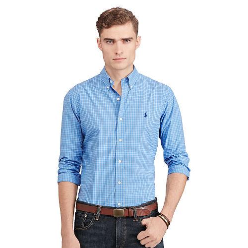 Polo Ralph Lauren Checked Cotton Poplin Shirt Slate Blue/white