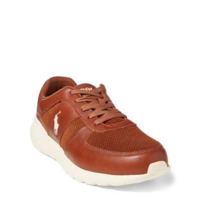 Ralph Lauren Cordell Leather Sneaker Deep Polo Tan