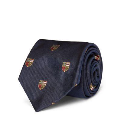 Ralph Lauren Silk Repp Narrow Club Tie Navy/gold/red