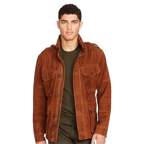 Polo Ralph Lauren Suede Combat Jacket Hunter Brown