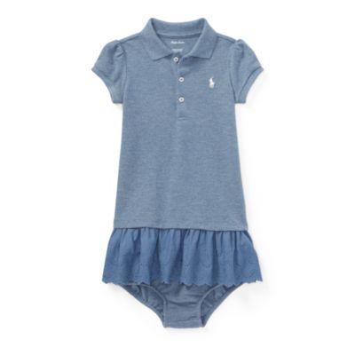 Ralph Lauren Eyelet Polo Dress & Bloomer Capri Blue Heather 18m