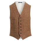 Ralph Lauren Wool Herringbone Vest Light Brown And Tan