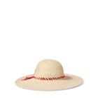 Ralph Lauren Embroidered Straw Sun Hat Natural/fuchsia