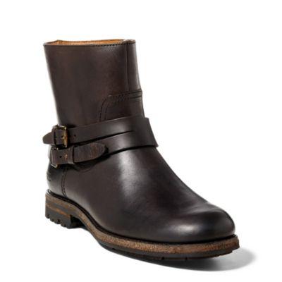 Ralph Lauren Mersey Leather Moto Boot Dark Brown