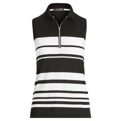 Ralph Lauren Striped Jersey Sleeveless Top Polo Black/ Pure White