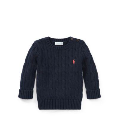 Ralph Lauren Cable-knit Cotton Sweater Hunter Navy 3m