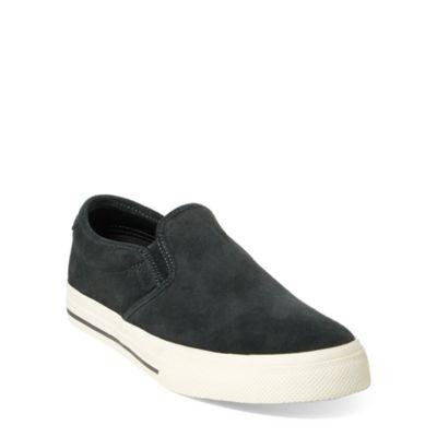 Ralph Lauren Vaughn Suede Slip-on Sneaker Dark Carbon Grey