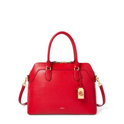 Ralph Lauren Saffiano Leather Nora Satchel Red