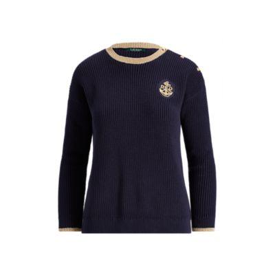 Ralph Lauren Bullion-patch Cotton Sweater Navy/gold