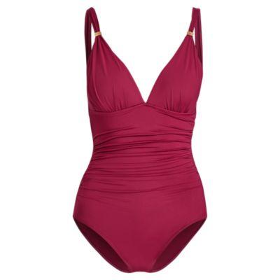 Ralph Lauren Slimming Ruched Swimsuit Plum