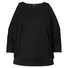 Ralph Lauren Lauren Woman Cutout-shoulder Jersey Top Polo Black