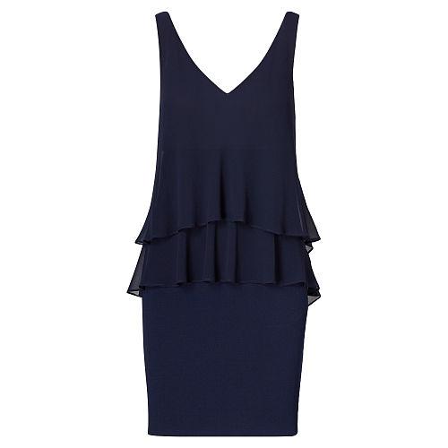 Ralph Lauren Lauren Petite Georgette Tier Dress Lighthouse Navy