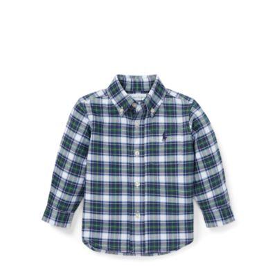 Ralph Lauren Plaid Cotton Oxford Shirt Green Multi 12m