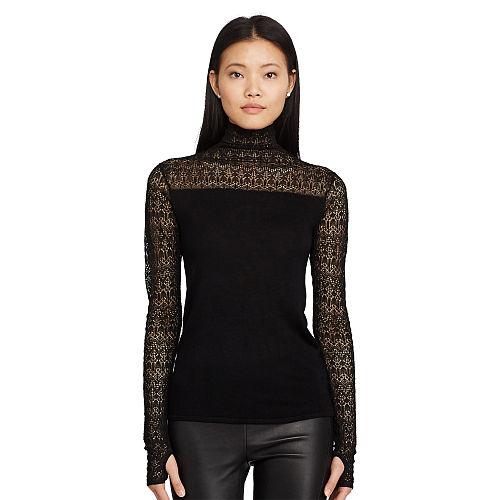 Polo Ralph Lauren Pointelle Turtleneck Sweater Black