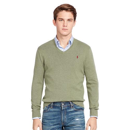 Polo Ralph Lauren Pima Cotton V-neck Sweater Lovette Heather