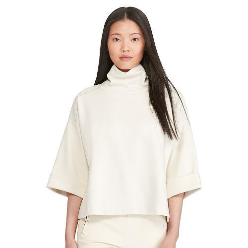 Polo Ralph Lauren Leather-trim Boxy Turtleneck Essex Cream