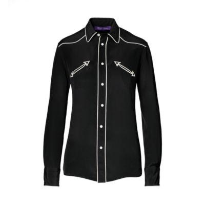 Ralph Lauren Carson Silk Western Shirt Black