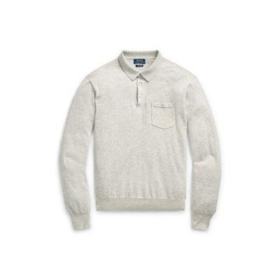 Ralph Lauren Collared Cotton Sweater Cool Grey Heather