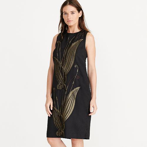 Ralph Lauren Lauren Jacquard Shift Dress Black/gold