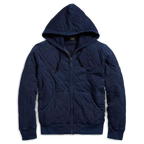 Ralph Lauren Rrl Indigo Quilted Cotton Hoodie