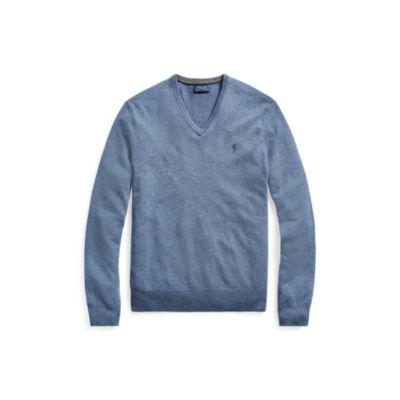 Ralph Lauren Merino Wool V-neck Sweater Supply Blue Heather