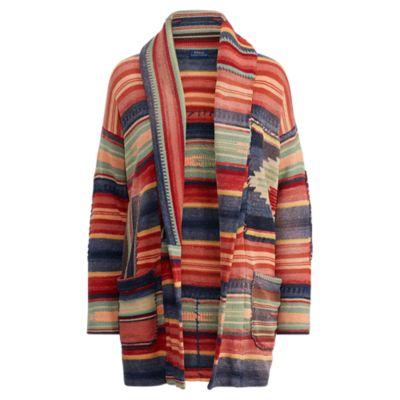 Ralph Lauren Print Linen-blend Sweater Red/indigo Multi