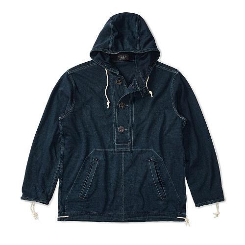 Ralph Lauren Rrl Indigo Cotton Jersey Hoodie Rinsed Blue Indigo