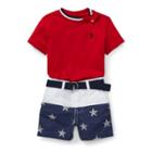 Ralph Lauren T-shirt, Belt & Short Set Rl 2000 Red 6m