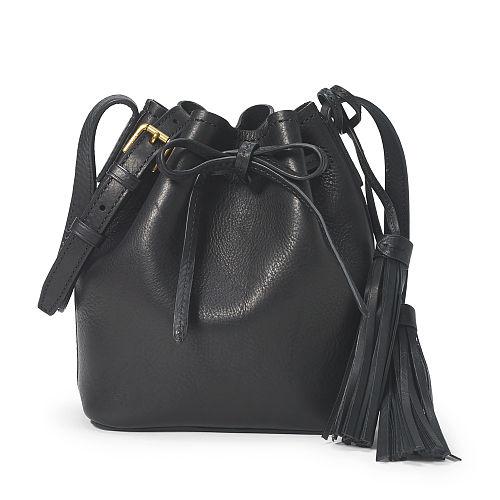 Polo Ralph Lauren Mini Leather Bucket Bag Black