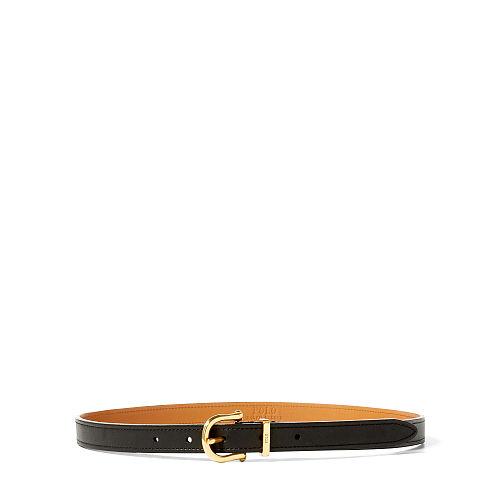 Polo Ralph Lauren Skinny Burnished Leather Belt Black