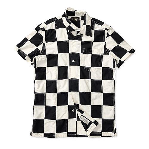 Ralph Lauren Rrl Patchwork Cotton Shirt Rl 901 Blk Wht