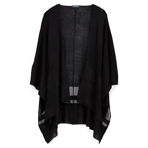 Ralph Lauren Lauren Striped Open-front Poncho Black