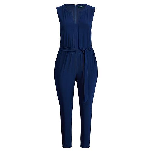 Ralph Lauren Lauren Woman Stretch Jersey Jumpsuit True Indigo