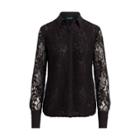 Ralph Lauren Floral Lace Shirt Polo Black
