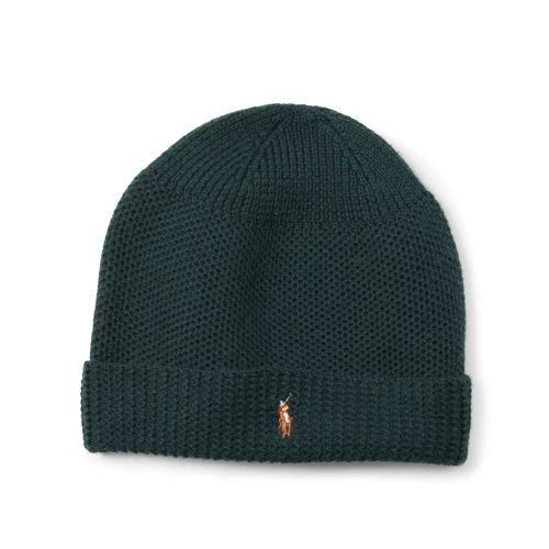 Polo Ralph Lauren Merino Wool Thermal Stitch Hat Hunt Club Green