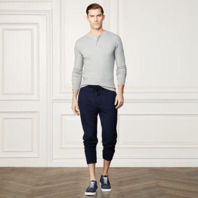 Ralph Lauren Cotton Interlock Henley Shirt Light Grey Heather