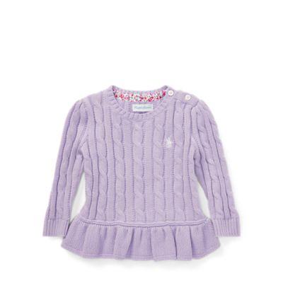 Ralph Lauren Cable-knit Cotton Sweater French Lilac 12m
