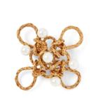 Ralph Lauren Crystal Pearl-brass Brooch Grey/pearl
