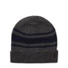 Ralph Lauren Rugby-stripe Wool-cashmere Hat Charcoal Hthr/nvy
