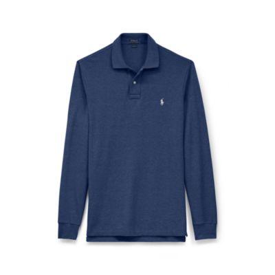 Ralph Lauren Custom Slim Fit Mesh Polo Monroe Blue Heather