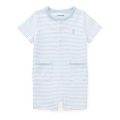 Ralph Lauren Striped Cotton Jersey Shortall Beryl Blue/white 6m